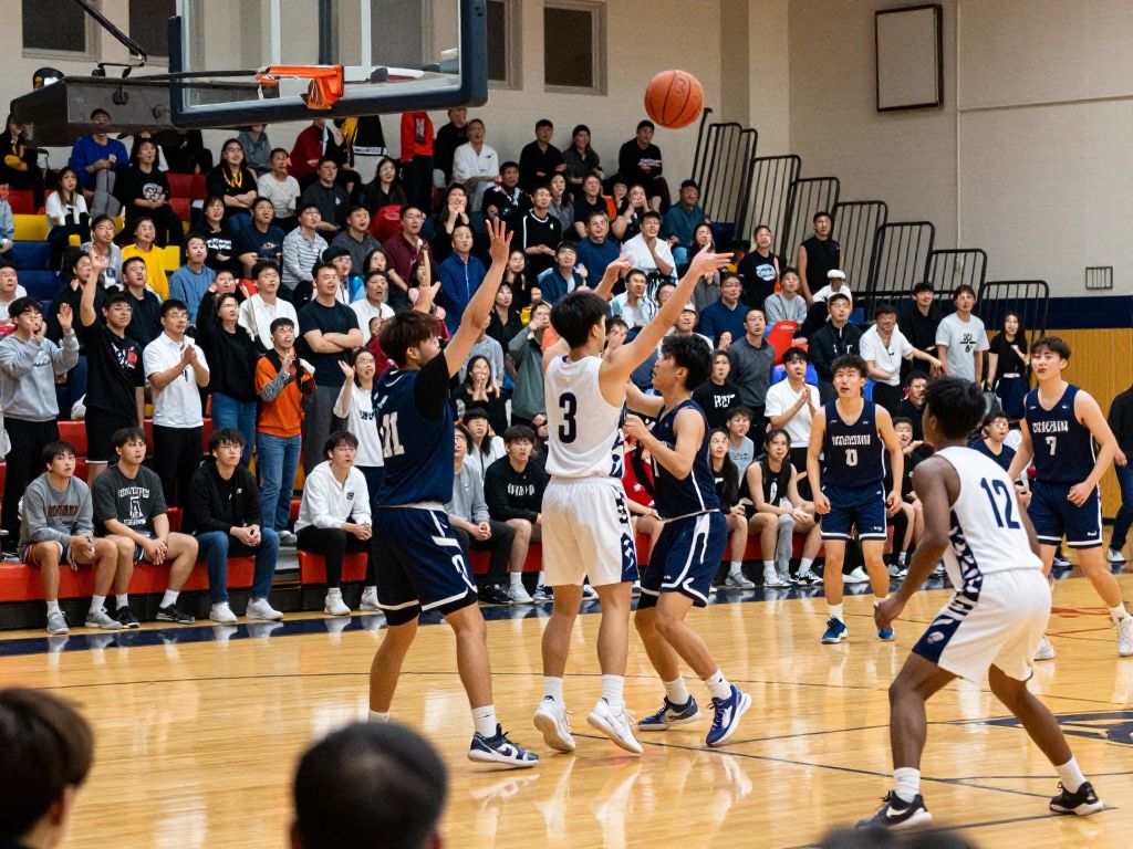 Boston University women's basketball players competing in a game at Case Gym