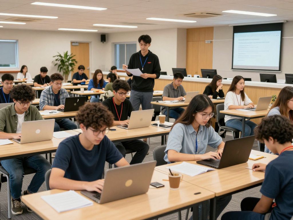 Students at Brandeis University engaging in career development activities