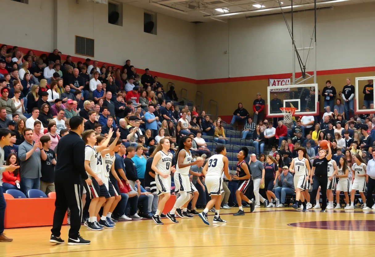 Bridgewater-Raynham Trojans competing in a basketball game