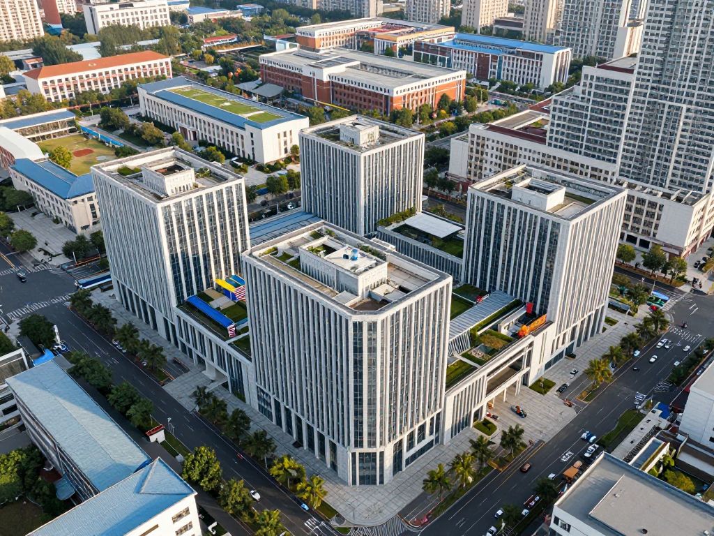 Aerial view of a mixed-use property in Cambridge