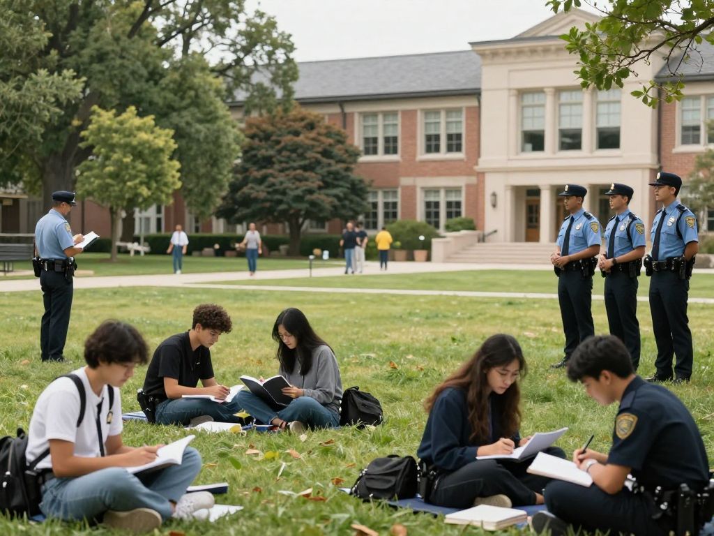Students on a college campus representing the importance of safety and community collaboration.