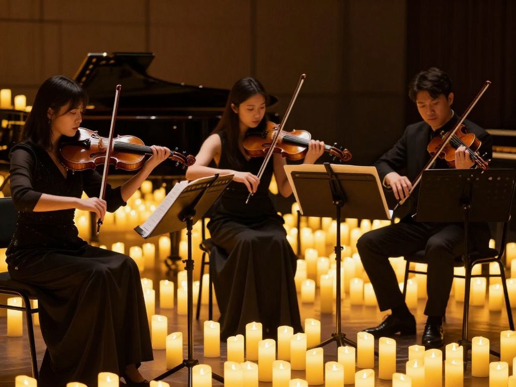 Candlelight Concert featuring string musicians in a serene venue