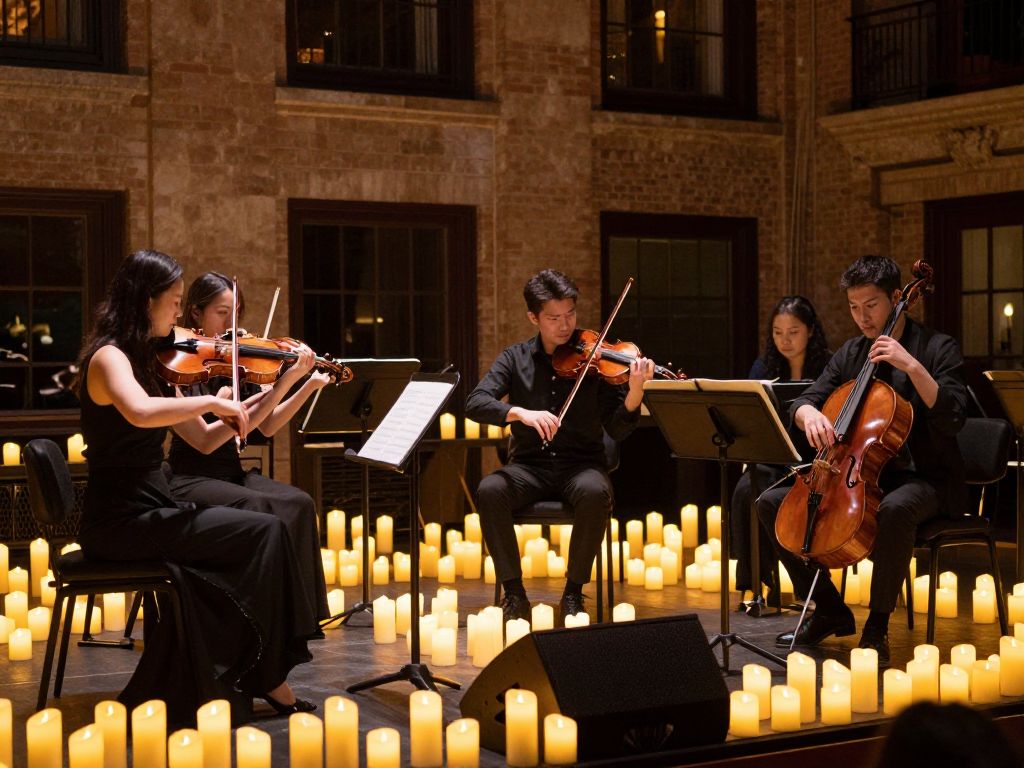 Musicians performing at a Candlelight Concert in Boston