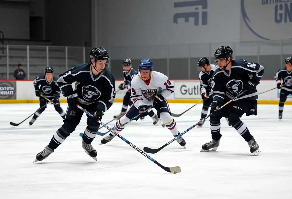 Canton High School hockey players competing on the ice