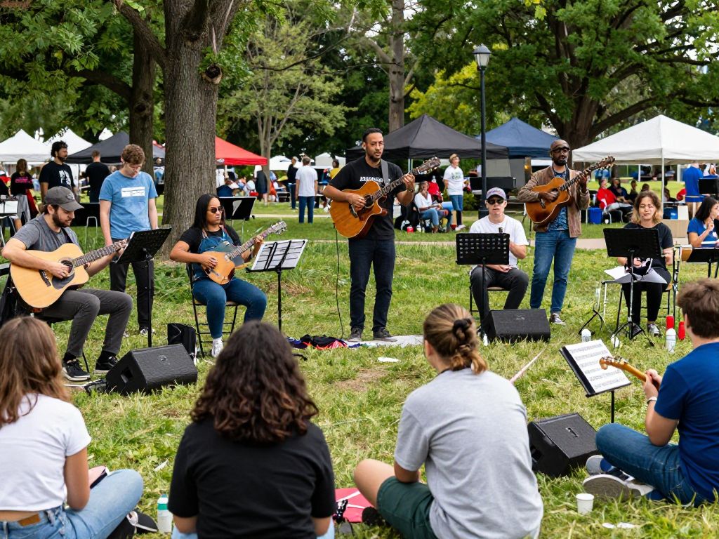 Participants enjoying a community music event in Boston