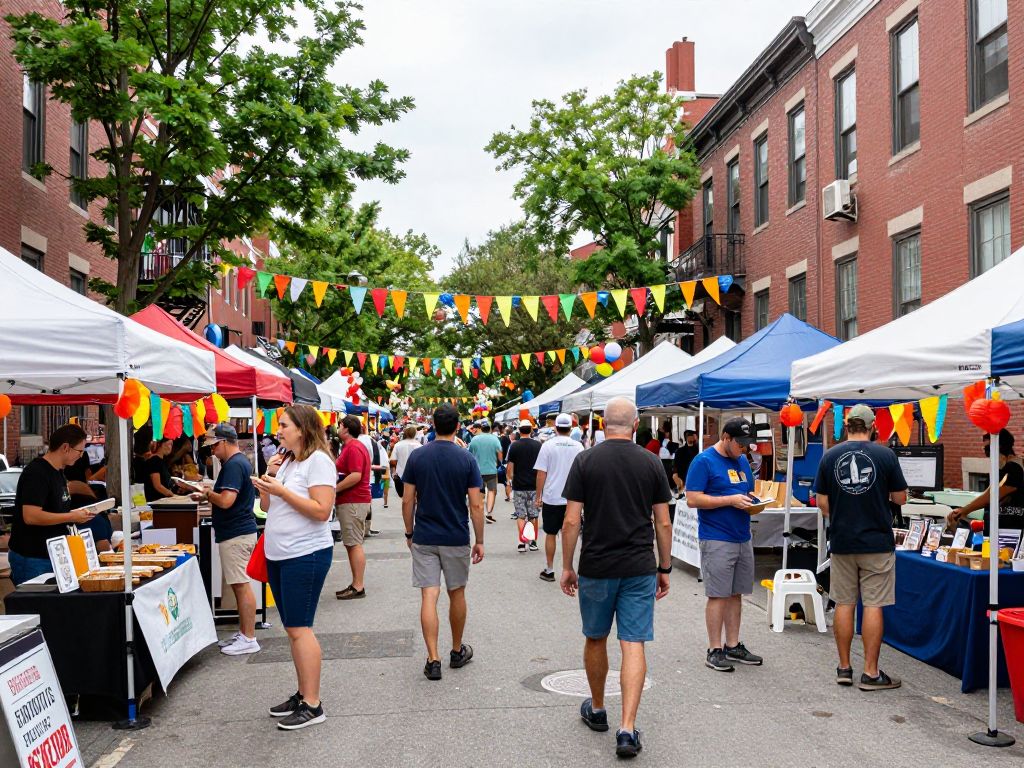 Community members celebrating at a local Boston festival