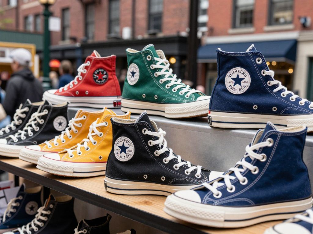 Display of Converse footwear representing the brand's heritage.
