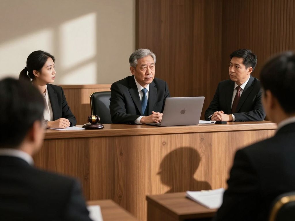 Dramatic courtroom scene depicting legal discussions.