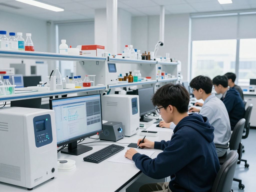 Data Sciences Lab at Curry College with students working on data analysis.