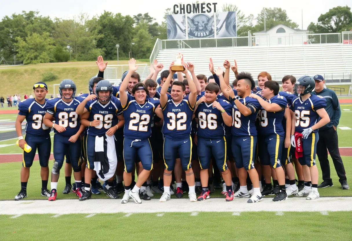 Fairhaven High School football team celebrating their award