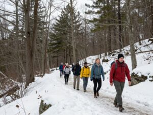 Group of hikers enjoying First Day Hikes in a Massachusetts state park