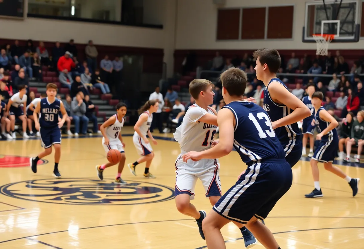 St. John's Prep basketball team playing against BC High during the Frates Winter Classic.