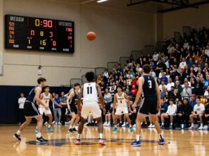 Harvard women's basketball team in action during their game against Maine.