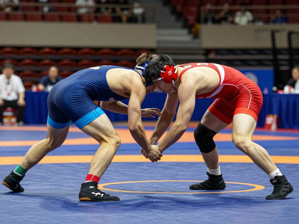 Harvard wrestlers competing at the Midlands Championships