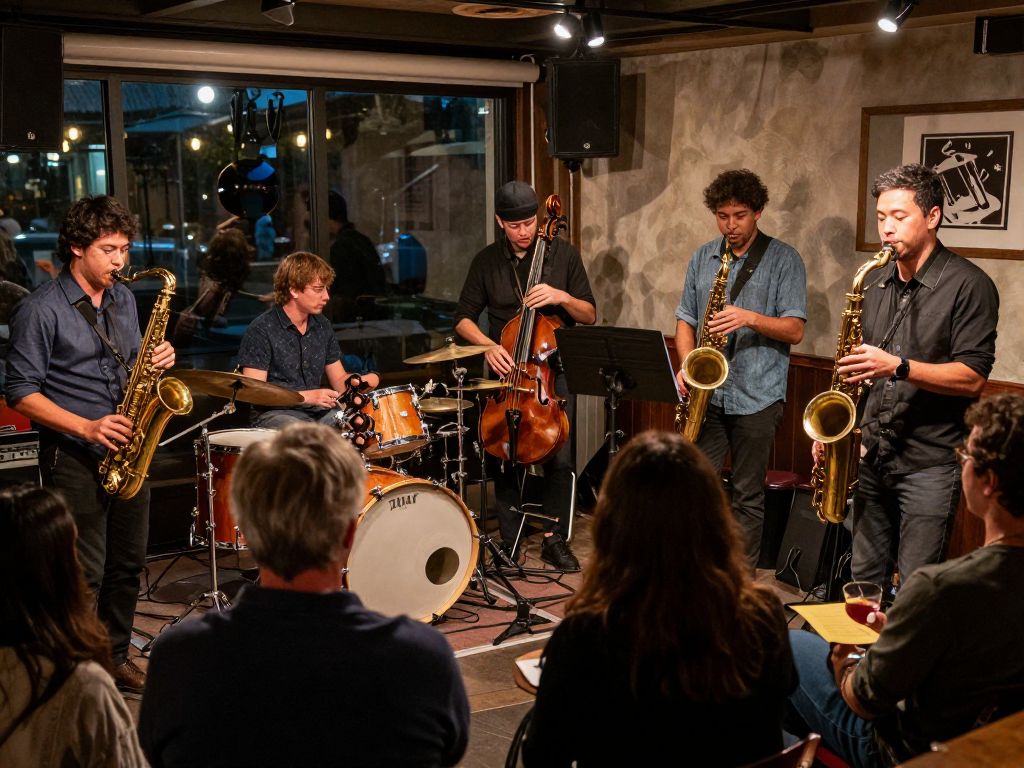 Jazz concert at City Winery featuring a saxophonist performing on stage.