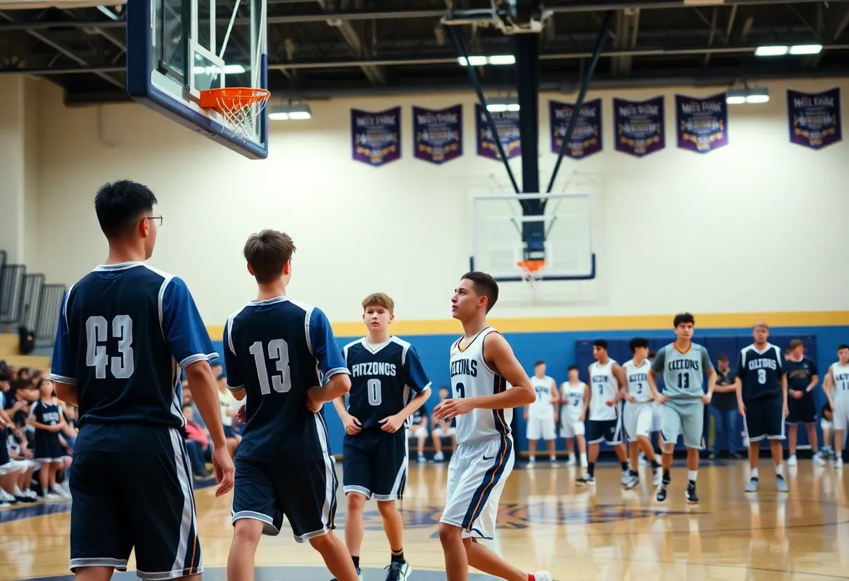 Action shot from the Lynnfield vs Triton boys basketball game
