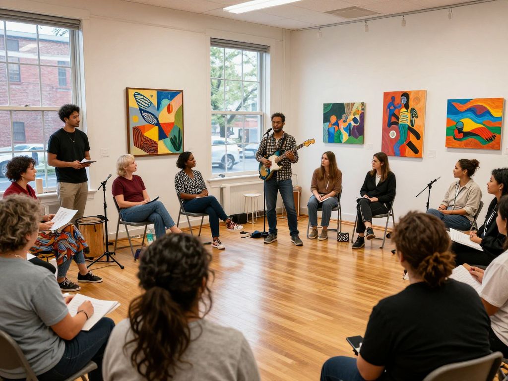 Vibrant arts scene in Massachusetts highlighting local performances.