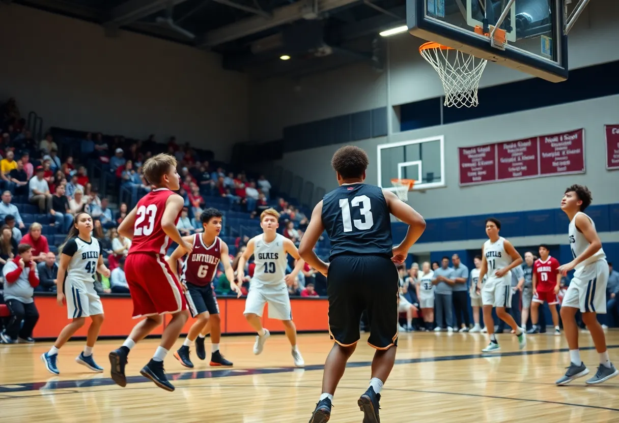 Milford High School basketball team celebrating a win