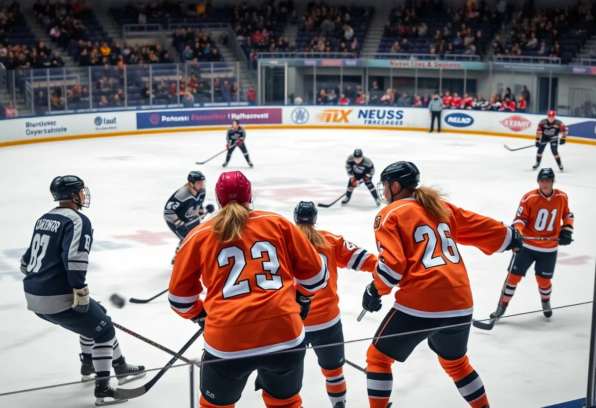 Milton girls hockey team playing at Ulin Rink
