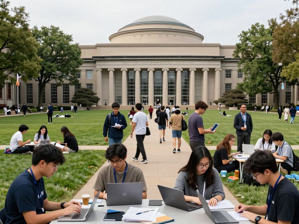 Students engaged in research and projects on MIT campus