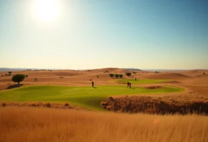 View of Mullen Golf Club with golfers on the course in Nebraska