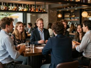 Professionals networking at The Industry Exchange in Boston