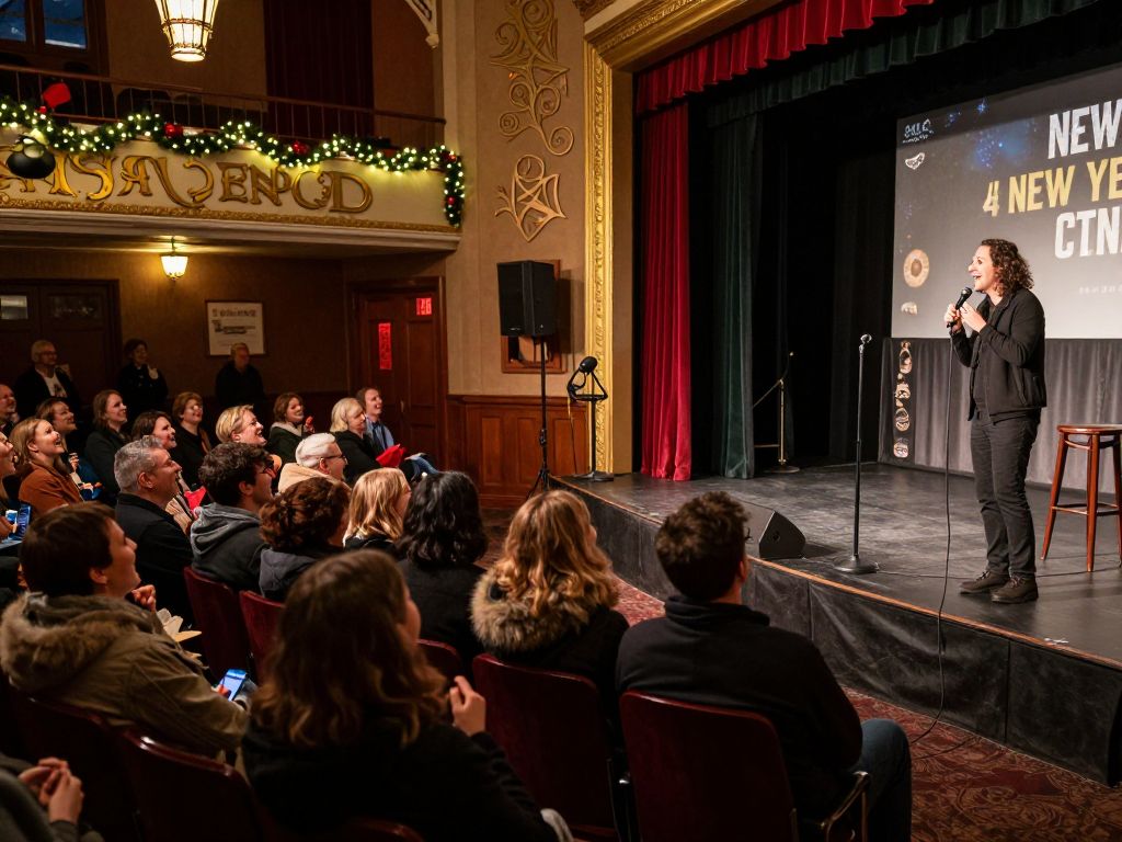 Audience enjoying the Scamps New Year's Eve Comedy Show at Cotuit Center for the Arts