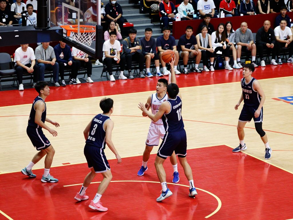 Players in action during a Northeastern men's basketball game