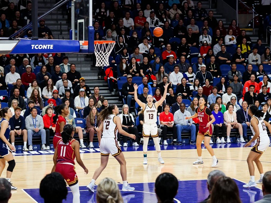 Northeastern Huskies and Boston College Eagles women's basketball teams in action at Conte Forum.