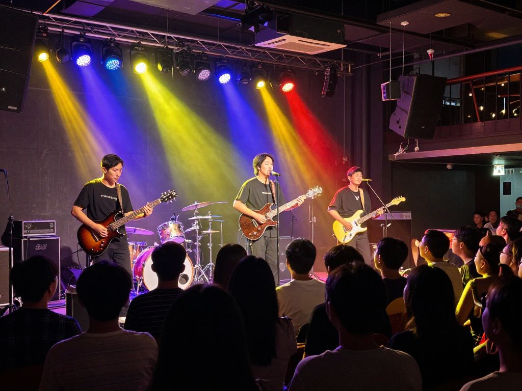 Concert scene of a Radiohead tribute band performing at The Sinclair in Boston.