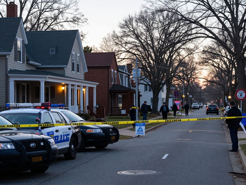 Police activity in a residential neighborhood following a shooting incident.