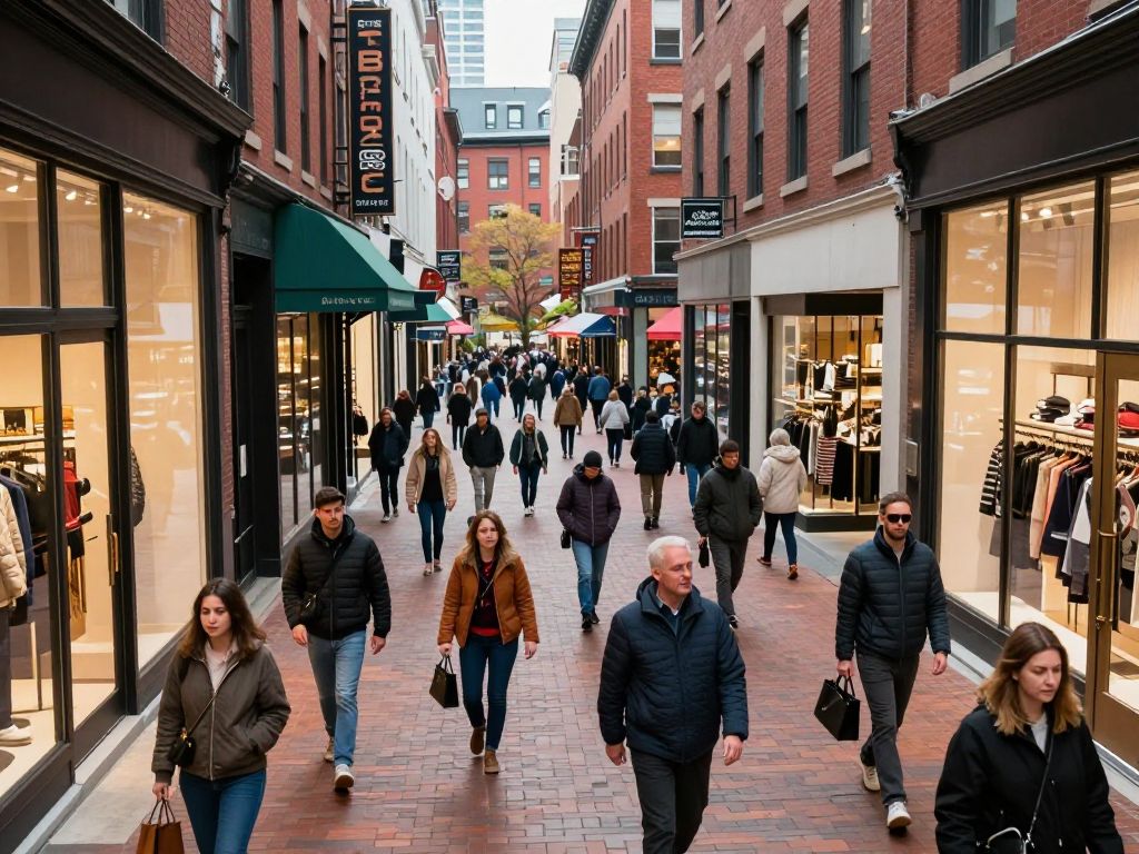 Retail scene in Boston reflecting the increase in shoplifting incidents.