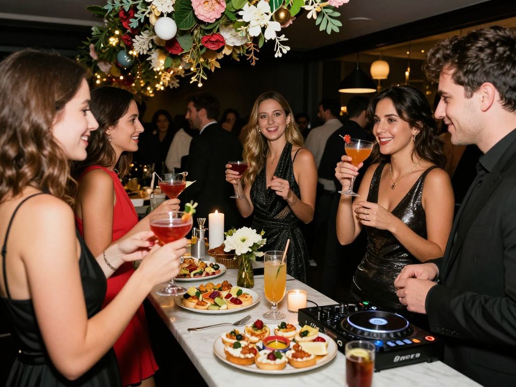 Guests enjoying the Sleigh & Slay cocktail night at Estella Restaurant in Boston