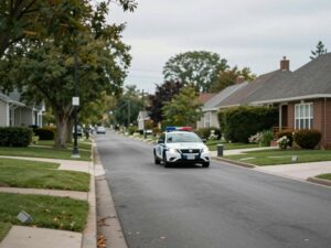 A quiet street in Stoughton where a tragic accident occurred.