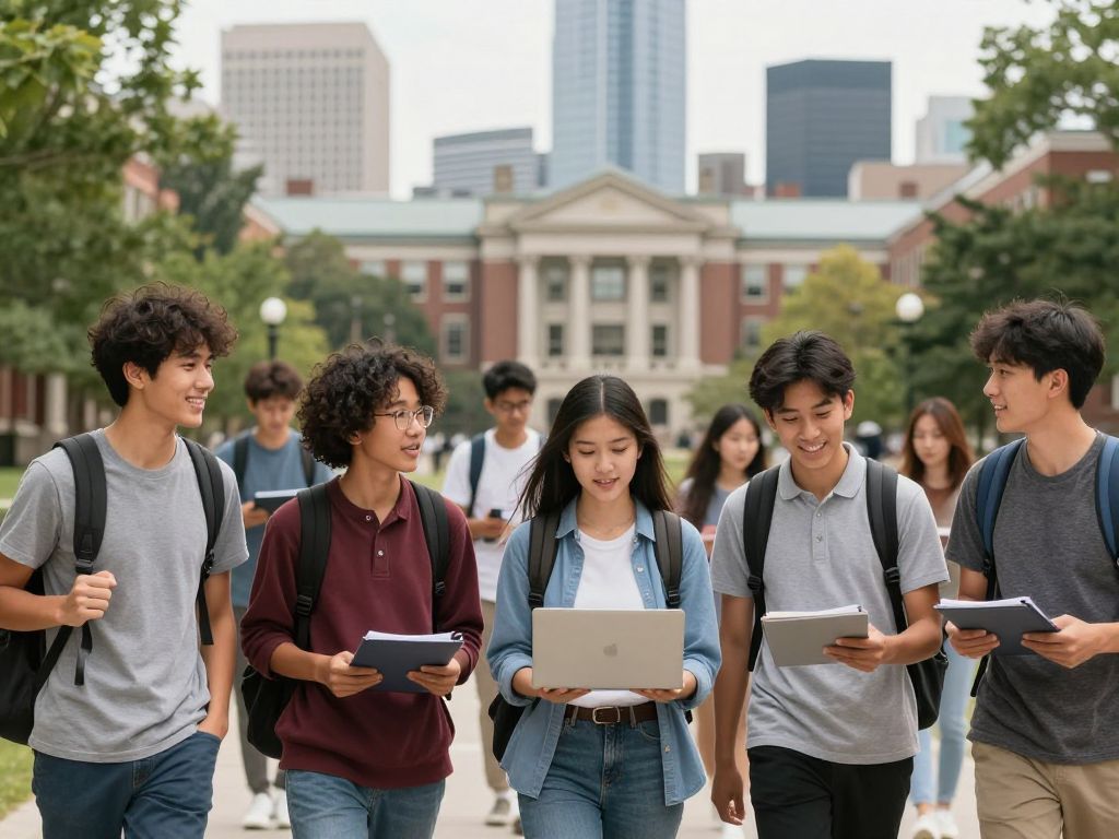 Diverse group of Suffolk University students on campus