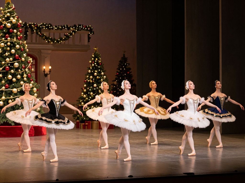 Dancers performing in The Nutcracker ballet at the Strand Theatre, Dorchester.
