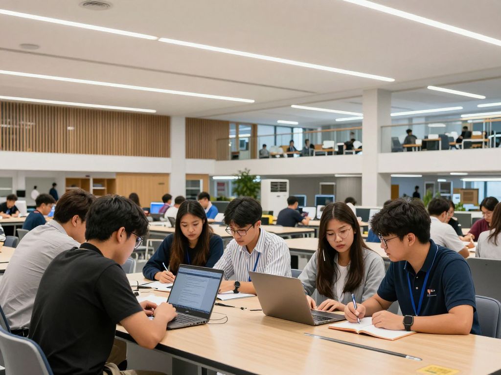 Students collaborating at the University of Massachusetts Boston's Center for Innovation and Applied Research