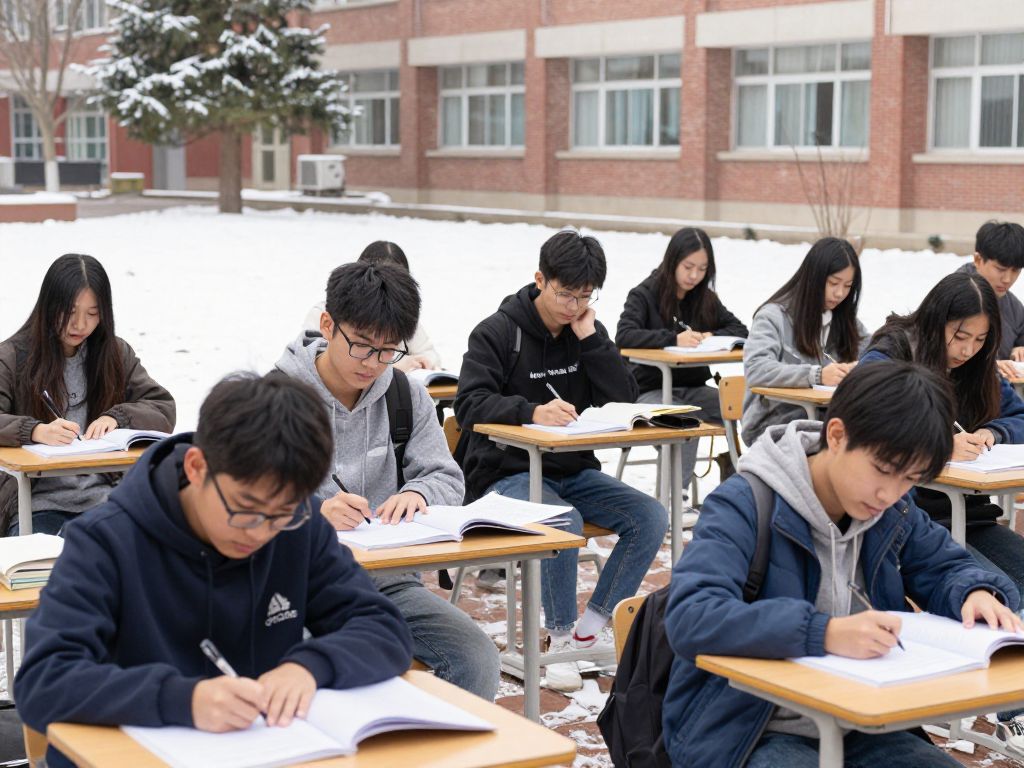 Students attending classes at UMass Boston during Winter Term