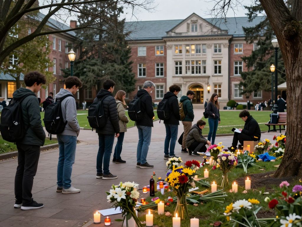 Memorial on university campus for shooting victims
