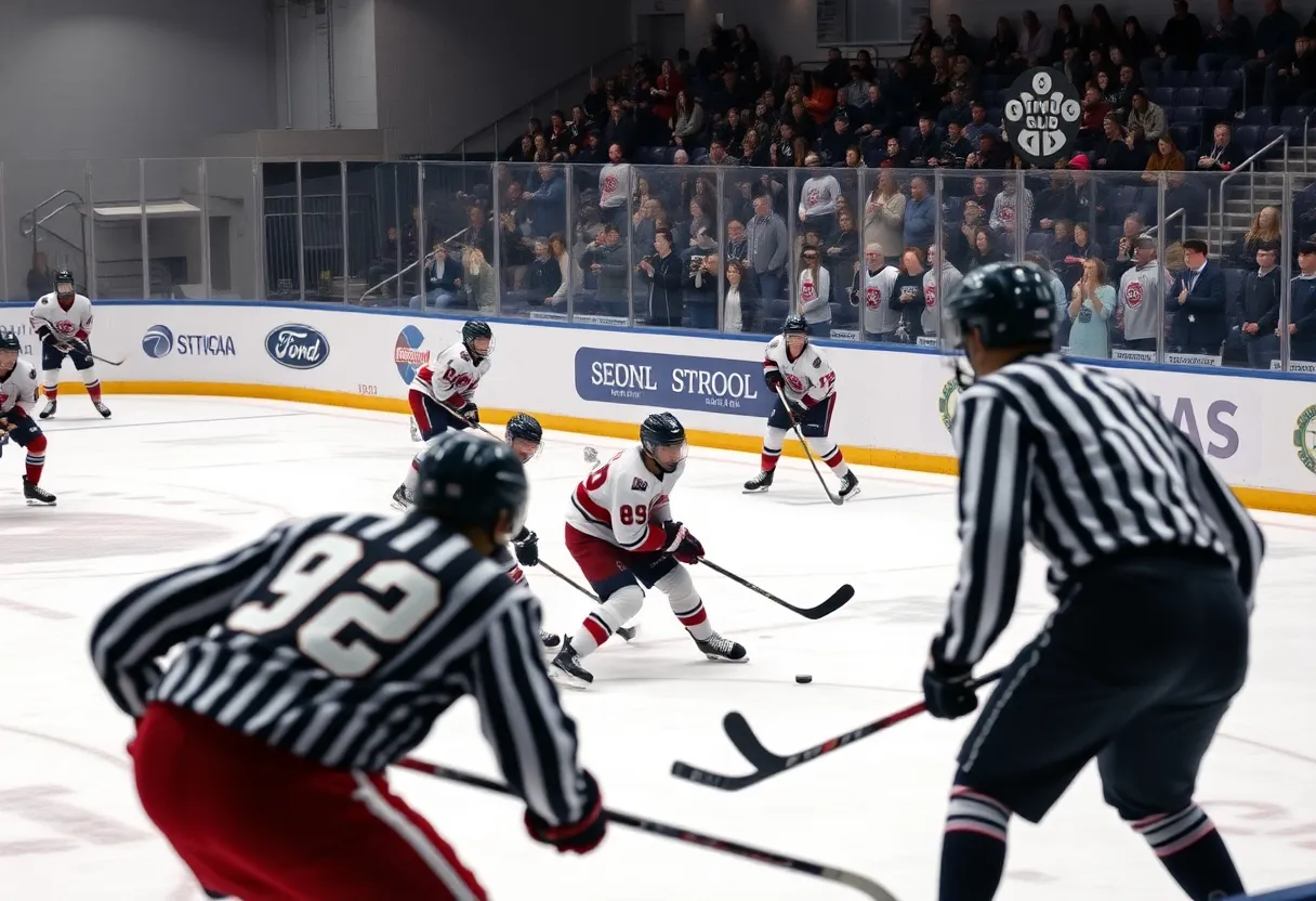 High school hockey game between Westfield Bombers and Minnechaug Falcons
