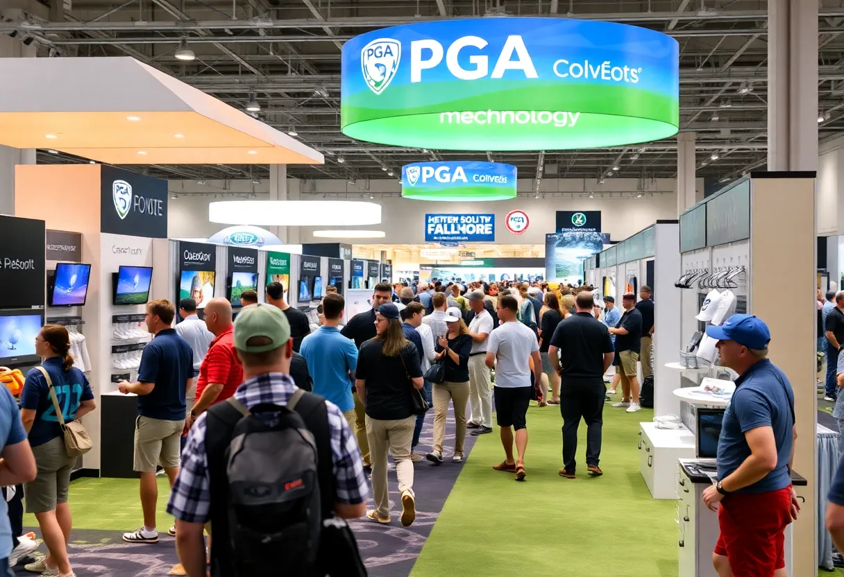 Exhibition showcasing innovative golf products at the 2026 PGA Merchandise Show.