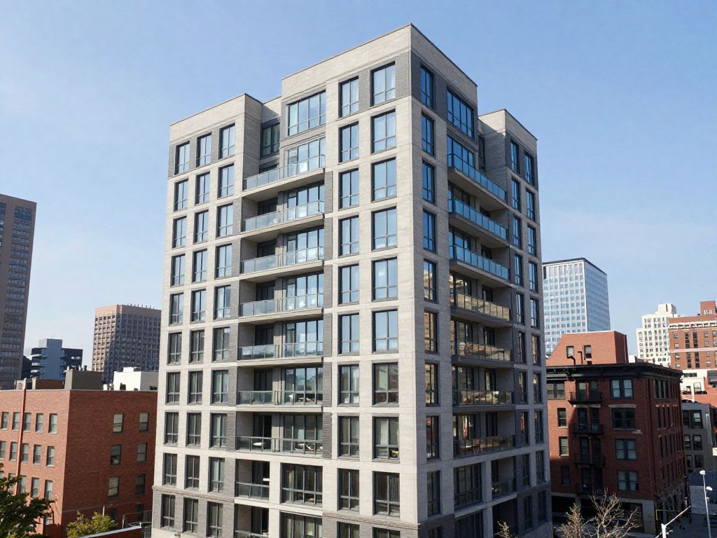Rendering of the new apartment community at 250 Everett Street in Allston, Boston.