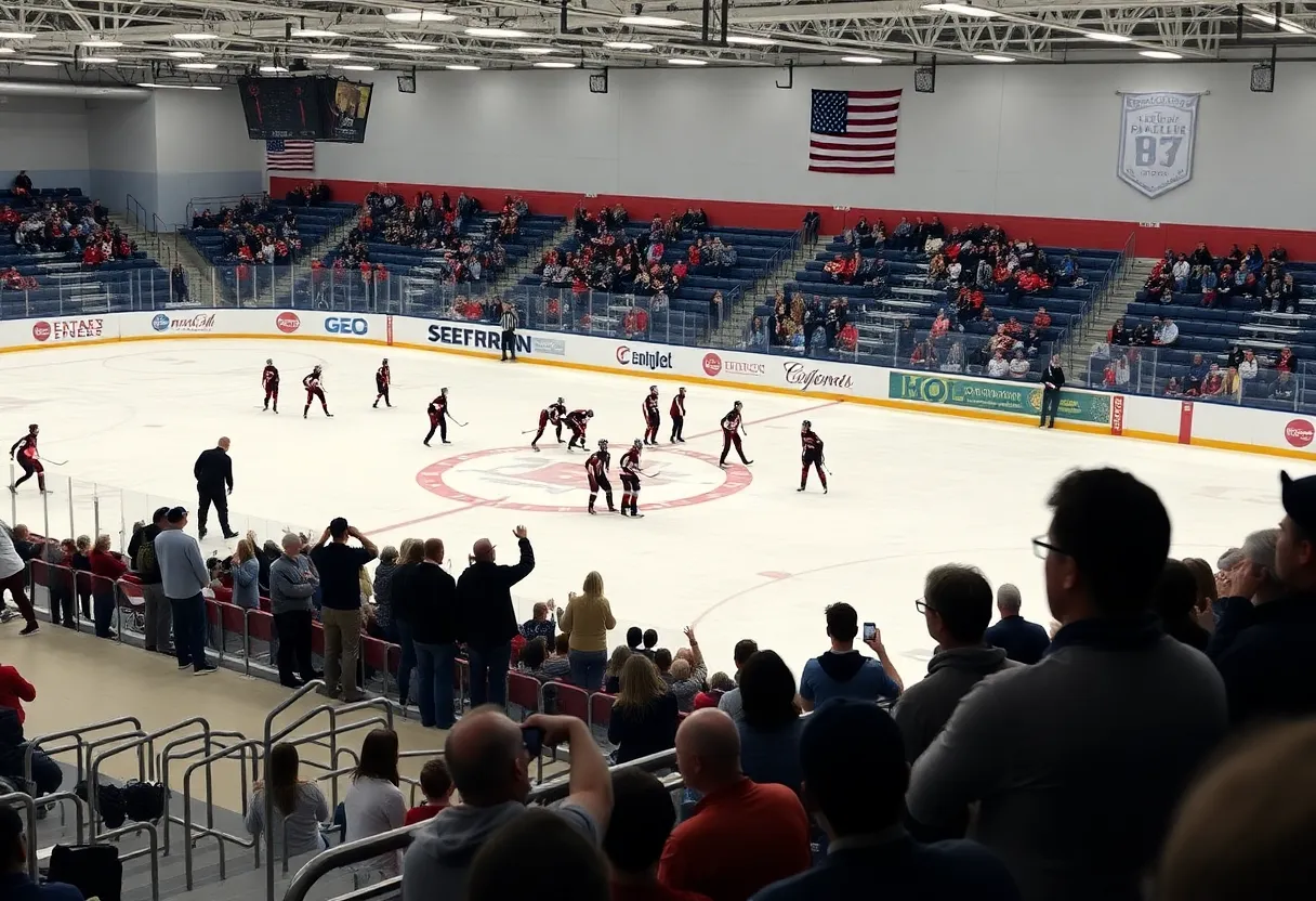 Andover High School boys' hockey team during a match