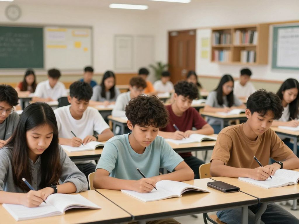 Students studying together on a college campus