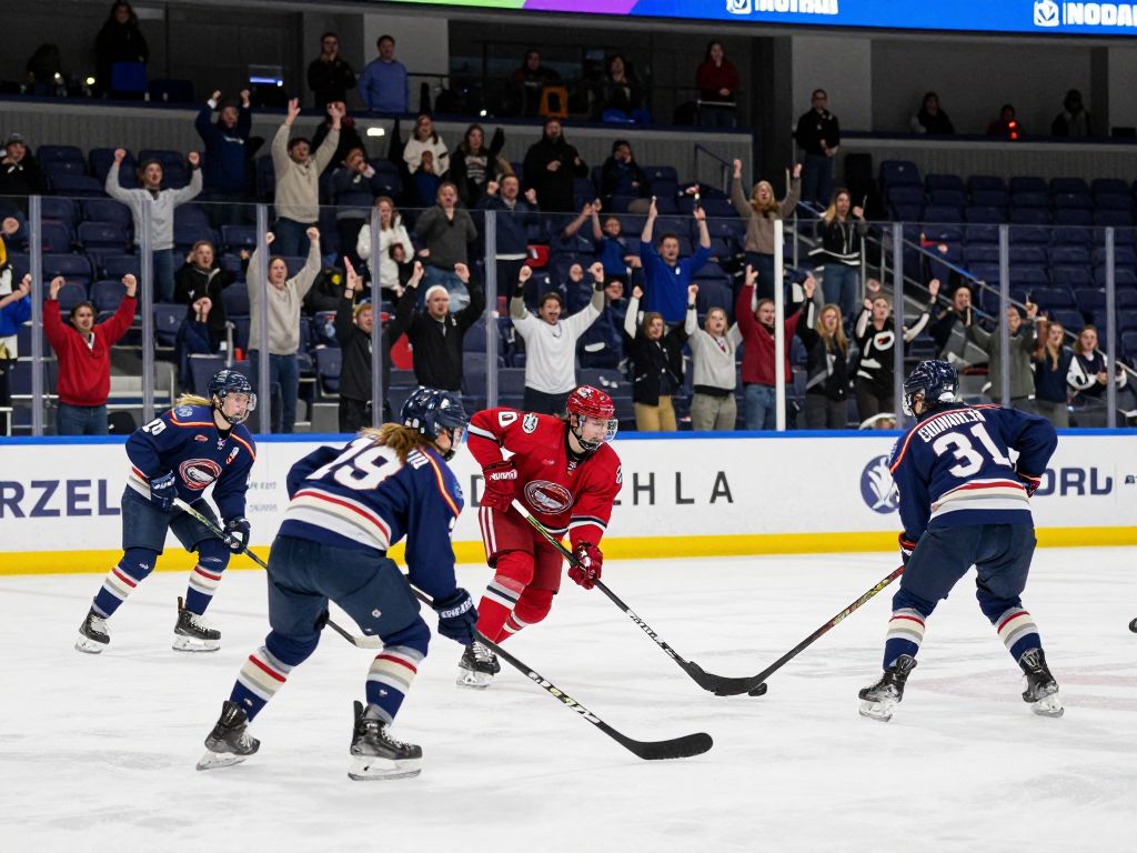 Boston College women's hockey team competes against Harvard in a Beanpot semifinal.