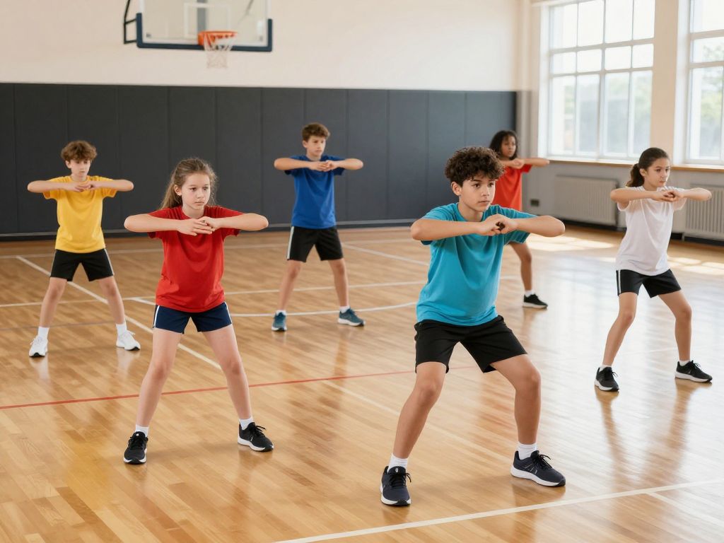 Students training in the Winter Strength Program at John Glenn Middle School