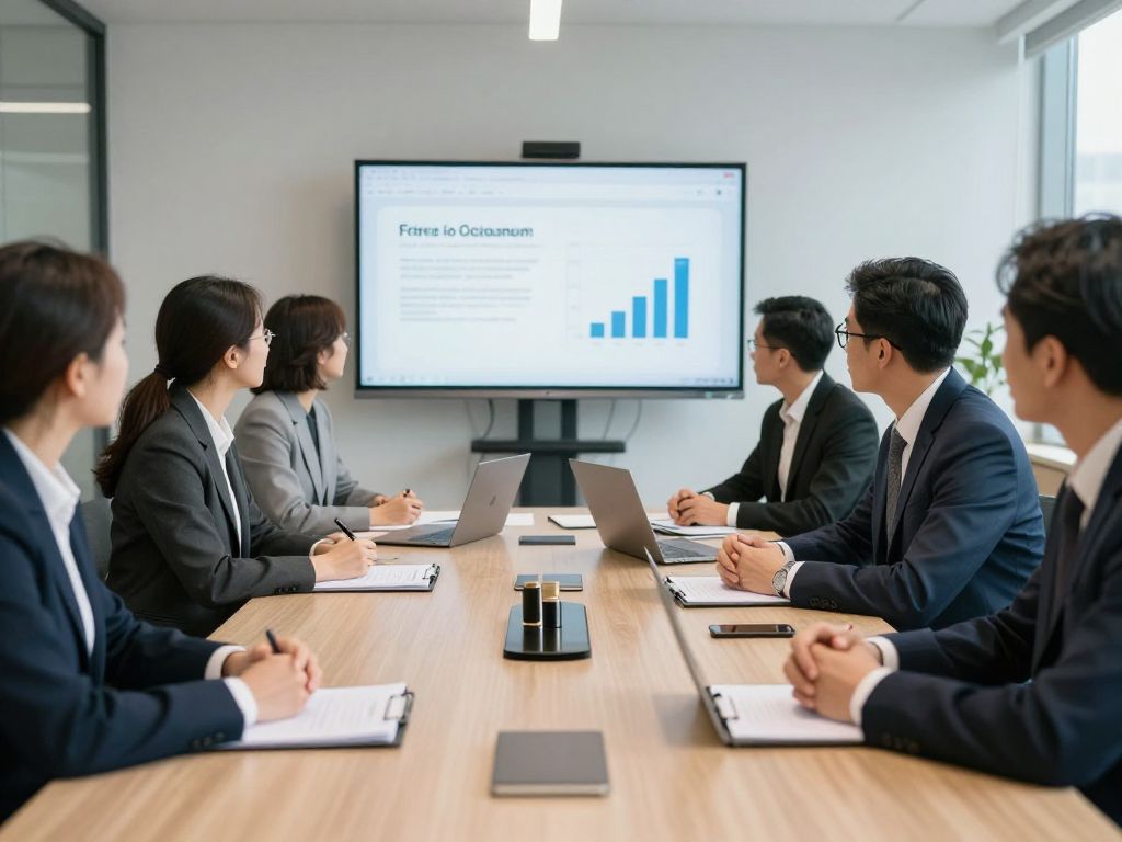 Legal professionals in a meeting discussing education and practice.