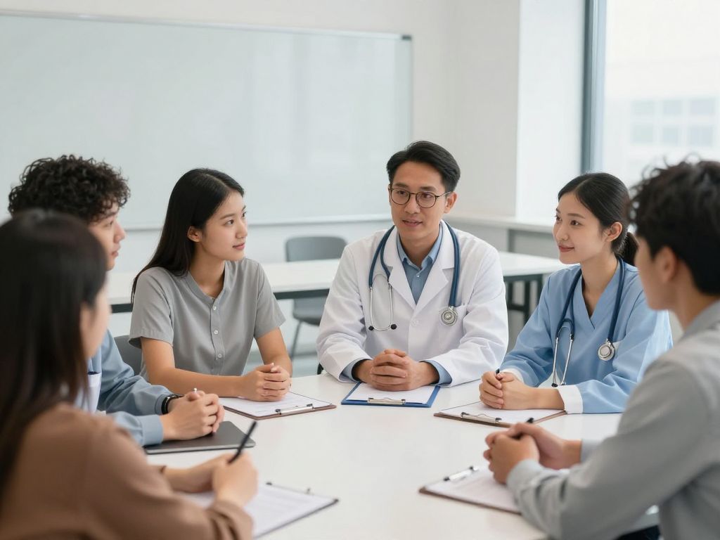 Students in a healthcare administration class at Boston College
