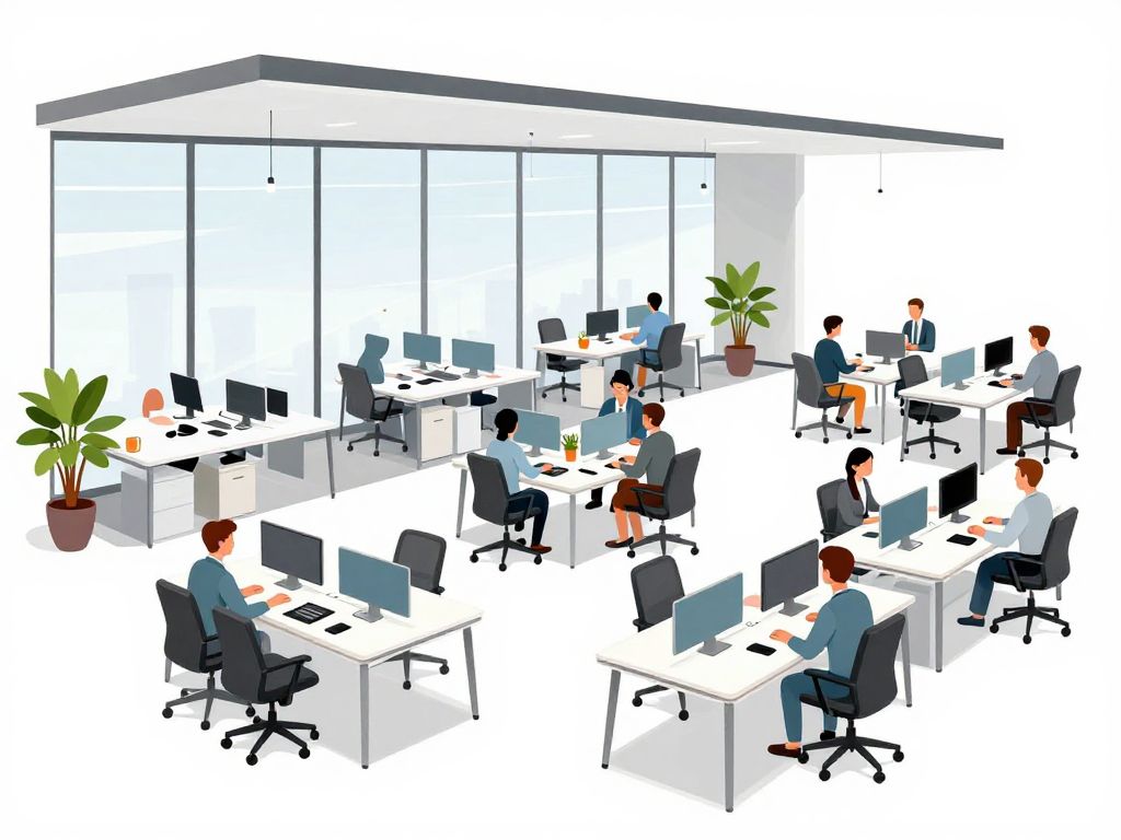 Modern office design showcasing flexible workspaces