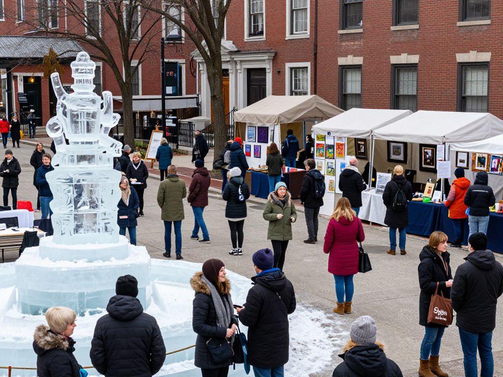 Community gathering in Boston with festive activities